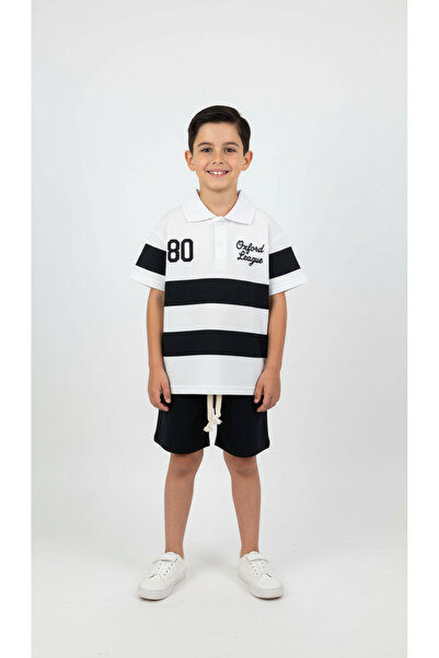 Booni Jooni Striped Polo Neck Shorts Suit