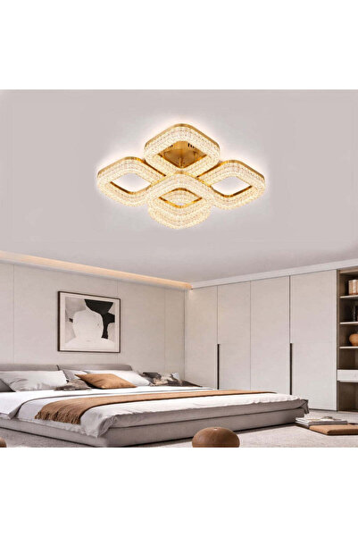 RFAN LED Chandelier, Model K3535/4+1AGD, With Remote Control, 3 Light Types, ...