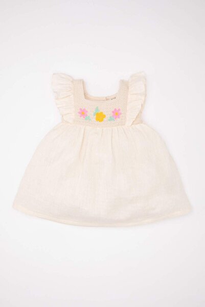 DeFacto Floral Short Sleeve Muslin Dress Baby Girl C4493A524Sm