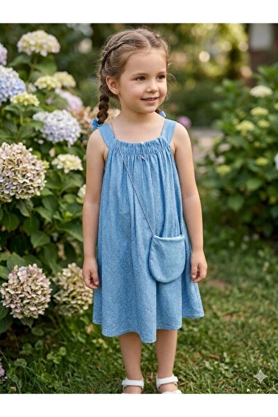 BİLGEN Style Rochie din denim pentru fetițe Taş cu imprimeu geantă piese, pen...