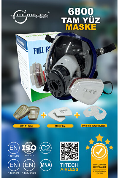 Titech Airless 6800 Tam Yüz Gaz/Buhar/Boya Maskesi