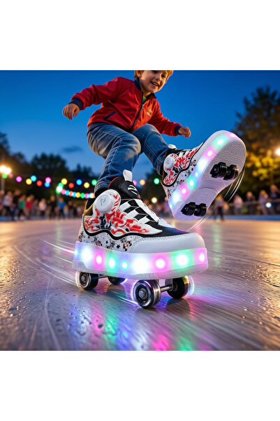 BURUNİ LED Patenli Işıklı Ayakkabı | Tekerlekli Spor Ayakkabı Çocuk | LED Kay...