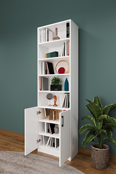 asratrend Modern Kapaklı Ayarlanabilir Ev Ofis Kitaplık %100 MDF Dekoratif Kitaplık K31