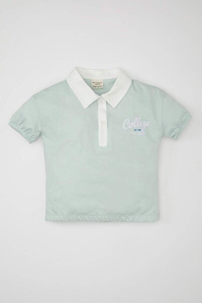 DeFacto Gömlek Yaka Baskılı Kısa Kollu Tişört Kız Bebek D0865A524SM