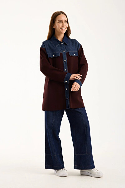 Invee Denim Detailed Shirt Jacket 7203 Murdum