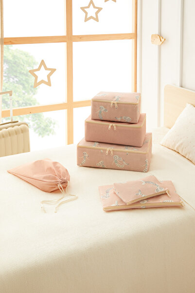 Ocean Home Textile 6'lı Çocuk Odası Deniz Kızı Valiz Düzenleyici Bavul İçi Or...