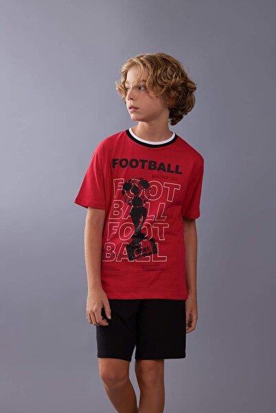 DeFacto Tricou cu mânecă scurtă cu imprimeu pentru băiat - Guler rotund C6500...