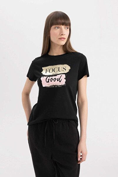 DeFacto Regular Fit Crew Neck Printed Combed Cotton Short Sleeve T-Shirt D192...