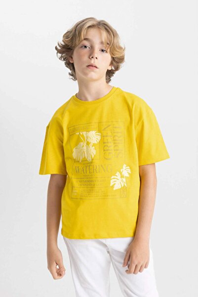 DeFacto Boy's Crew Neck Printed Oversize T-Shirt - C5000A824HS