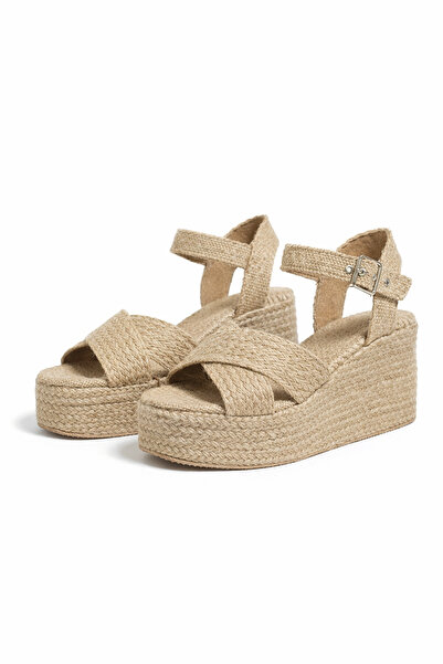 Giydim Gidiyor Horre Σφηνοειδές τακούνι Ψάθινα Παπούτσια