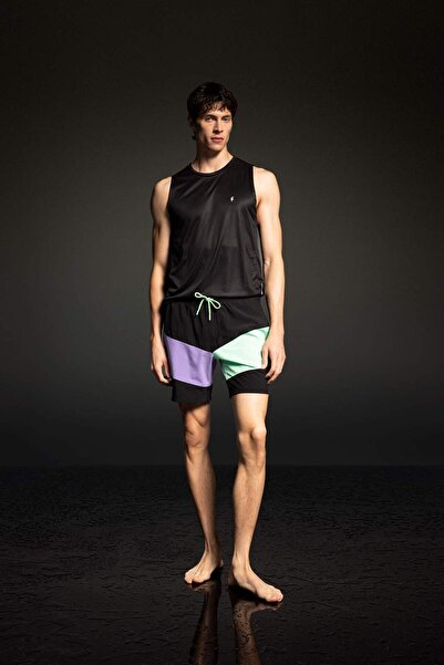 DeFacto Pantaloni scurti de baie pentru sport, cu imprimeu, cu lungime normal...