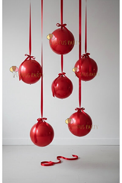 LOTUS PARTY Kırmızı Küre Folyo Balon - Metalik Parlak Kırmızı Küre Folyo Balo...
