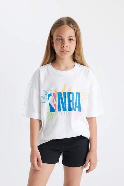 DeFacto Κοντομάνικο μπλουζάκι για κορίτσια NBA Wordmark Oversize με φαρδύ λαι...