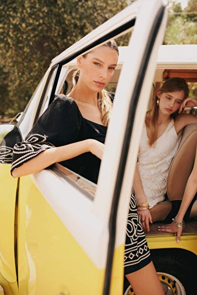 DeFacto Etnické vzorované A-line minišaty Sweetheart s výstřihem – poloviční ...