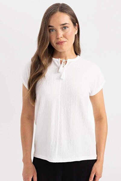 DeFacto Tricou cu mânecă scurtă cu decolteu rotund și croială obișnuită C9375...