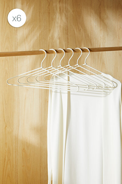 Ocean Home Textile 6 Adet Ekru Renk Kumaş Kaplı Metal Elbise Kıyafet Askısı, ...