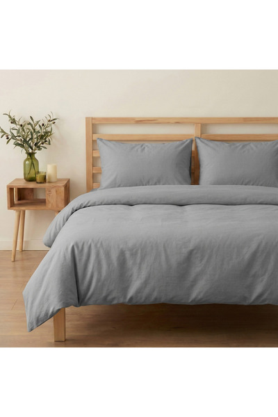 Prime Sleeks طقم غطاء لحاف قطن 100% مفرد 160x220 سم، طقم ملاءة مطاطية، رمادي