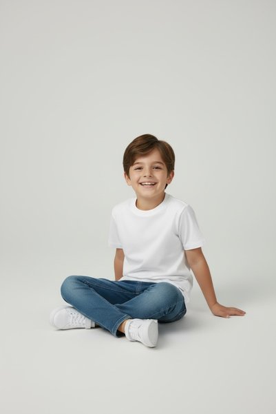 atölye kids 100% Cotton Kids 3-Piece T-Shirt Crew Neck Trendy Basic Daily T-Shirt Badi White Gray Navy Blue
