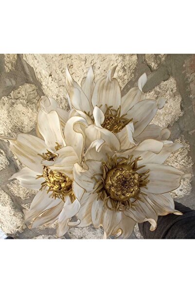 kutmen lateks 3 adet Beyaz üzeri gold detay eva(yapay&kuru çicek)