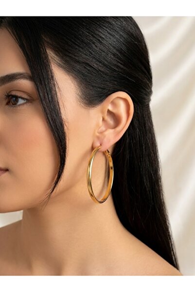 aurora dükkan حلق دائري من الفولاذ الذهبي مقاس 5.5 سم