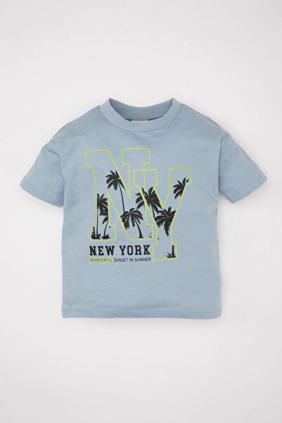 DeFacto Crew Neck Printed Short Sleeve T-Shirt Baby Boy C9371A524Sm