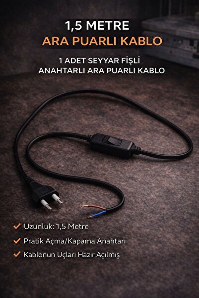 ZMR LUMIXA 1 ADET SEYYAR FİŞLİ 1,5 METRE ARAPUARLI KABLO