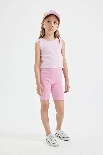 DeFacto Girl's Basic Plain Biker Ribbed Camisole Leggings C6570A824Sm