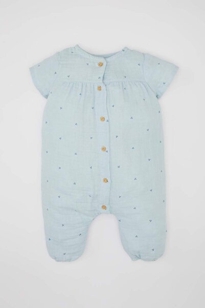 DeFacto بذلة موسلين منقطة بأكمام قصيرة لحديثي الولادة C2670A524SM