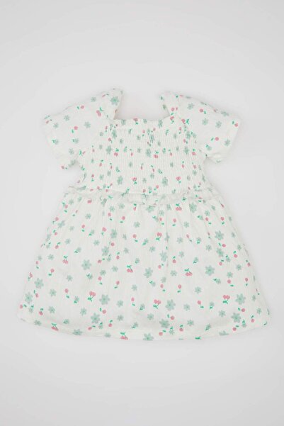 DeFacto Çiçekli Kısa Kollu Elbise Kız Bebek C4500A524SM