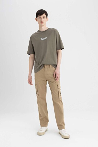 DeFacto Gabardine Trousers Straight Leg with Cargo Pockets B6366Ax24Sp