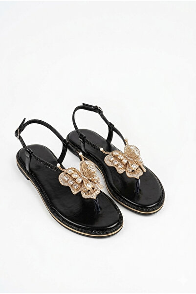 Giydim Gidiyor Χρυσόχρωμη Πέτρα Πεταλούδας Φράουλας Σανδάλια