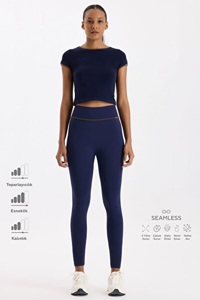 COMEUP Kontrast Biyeli Spor Tayt Oxford Blue