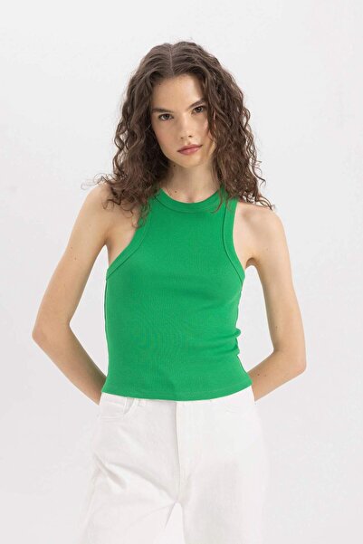DeFacto Uska majica Halter izrez Rebrasto Rebrasta pletenina C4078AX24SP