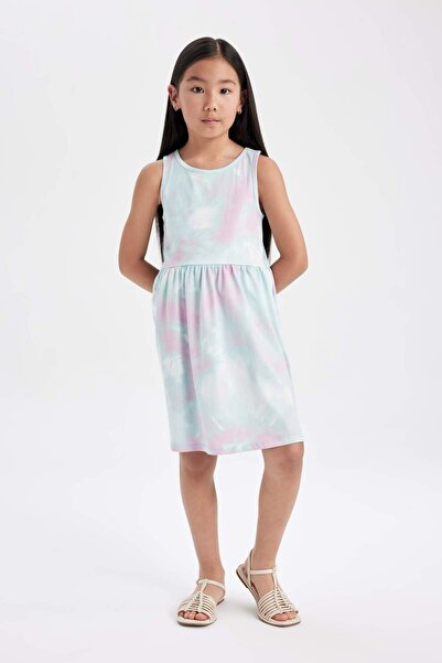 DeFacto Girl's Patterned Sleeveless Dress B4338A824SM