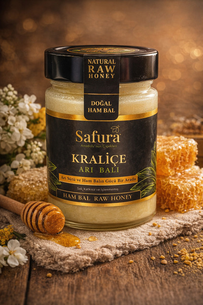 safura Kraliçe Arı Balı | Ham Bal & 30g Saf Arı Sütü | Katkısız & Doğal 460gr