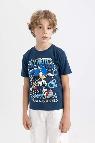 DeFacto Tricou Sonic the Hedgehog cu mânecă scurtă și decolteu pentru băieți ...