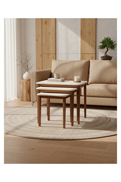 Kaan Export Zigon Sehpa Otantik Krem Ceviz