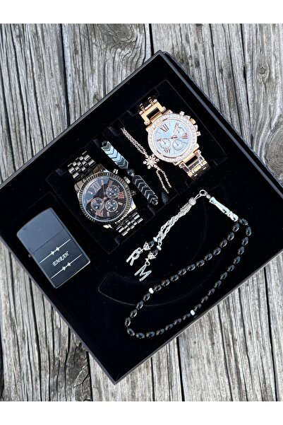 DEEPWELL Sevgili Çift Kol Saati Çakmak Tesbih Bileklik Seti Deepwell-dt25