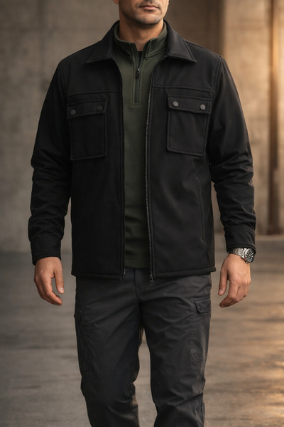 Souris Jachetă softshell neagră slimfit pentru bărbați