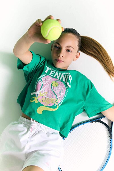 DeFacto Tricou cu mânecă scurtă imprimat cu gât rotund pentru fete C4726A824SM