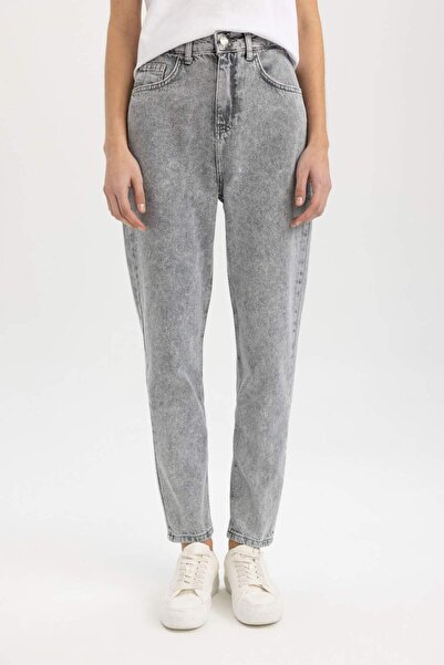 DeFacto Lina Mom Fit Talie înaltă Model confortabil Pantaloni ușori, strâmți,...