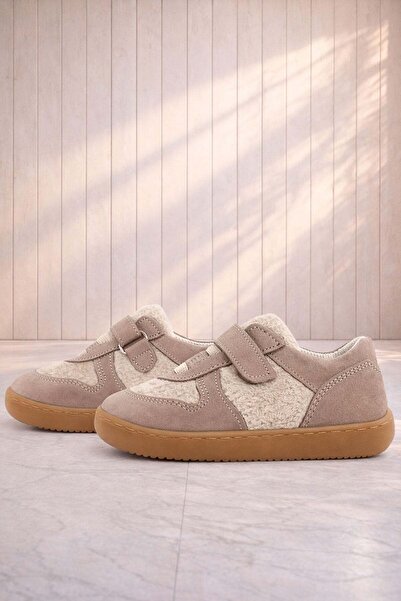 Rakerplus Bob Genuine Leather Cream Sand Fluffy Barefoot Velcro Elastic Baby ...