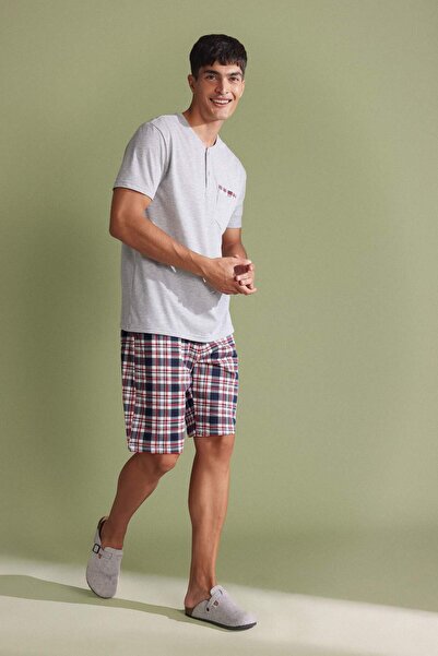 DeFacto Κοστούμι πιτζάμες Regular Fit Κοντό μανίκι Σορτς με ελαστική μέση κάτ...