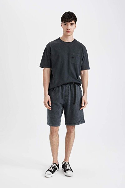 DeFacto Oversize Wide Fit Washed Faded Effect Σορτς με ίσιο πόδι με τσέπες B8...