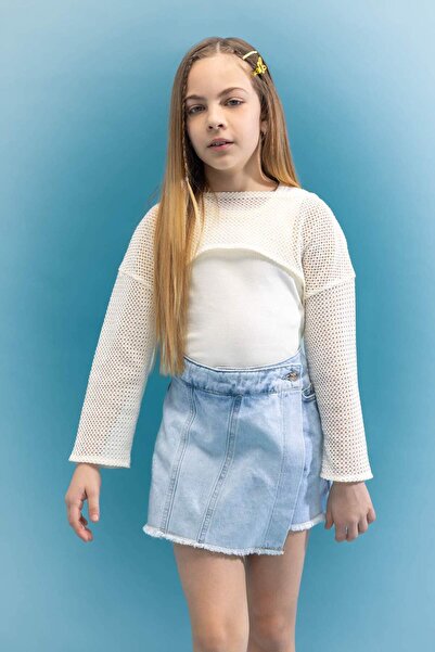 DeFacto Tricou cu mânecă lungă, cu guler rotund, Relax Fit, pentru fete C3350...