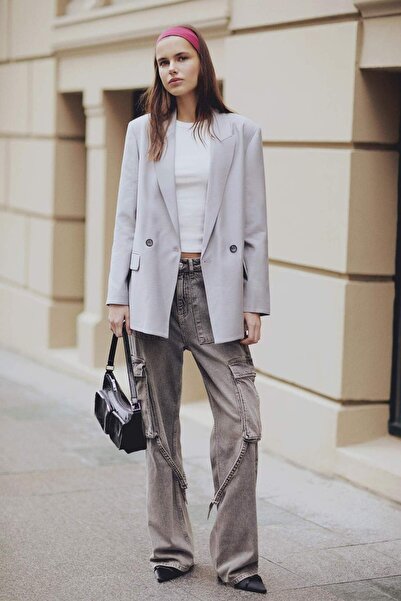 DeFacto Wide Leg Cargo Vysoký pas Široké volné nohavice Dlouhé Jean Kalhoty C...