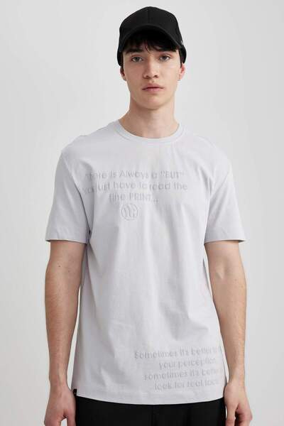 DeFacto Μπλουζάκι με κοντό μανίκι κανονική εφαρμογή με λαιμόκοψη B8480AX24SM