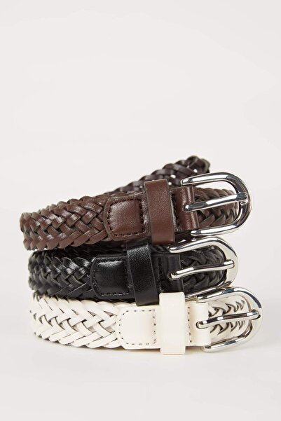DeFacto Women's Faux Leather 3-Piece Casual Belt B5303Axns
