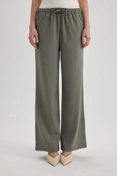 DeFacto Παντελόνι Φαρδύ Φαρδύ Φαρδύ Πόδι Ψηλόμεσο με Τσέπες Κορδόνια Basic ίσ...