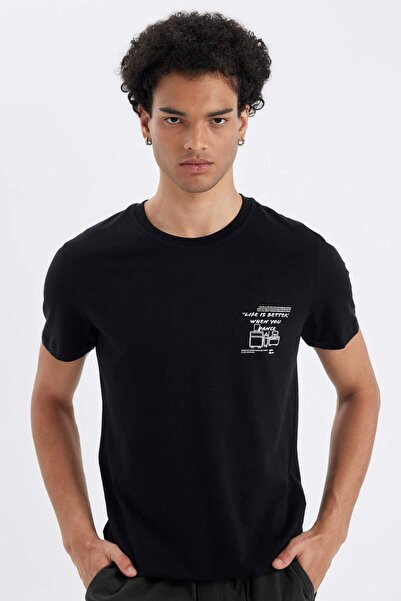 DeFacto Κοντομάνικο μπλουζάκι με στάμπα με λεπτή εφαρμογή C2132AX24SM